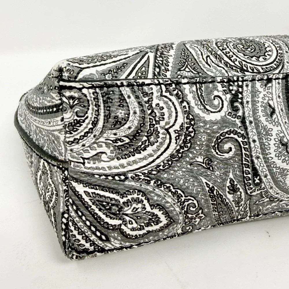 Ralph Lauren Black White Paisley Vegan Leather Clutch‎ Bag